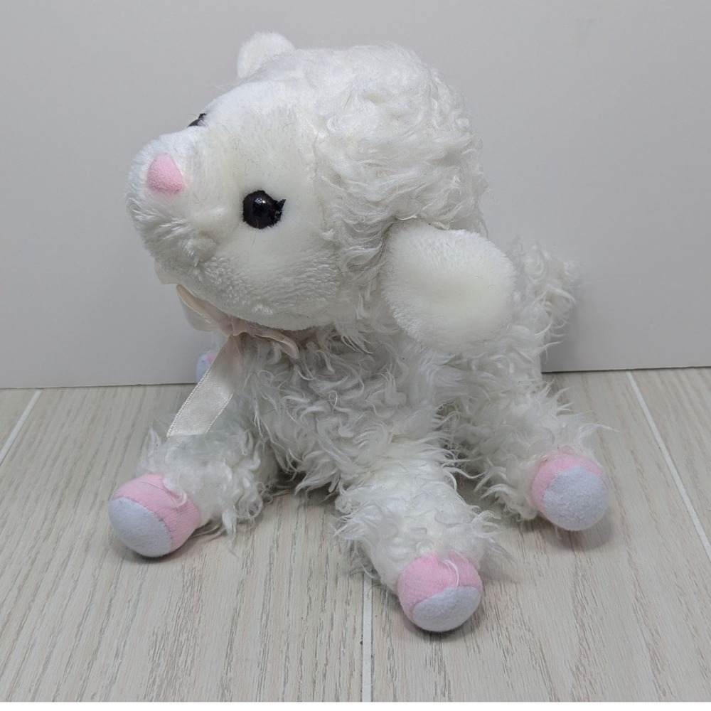 Applause Lamb Plush White Pink Feet Vintage 1988 Stuffed Animal